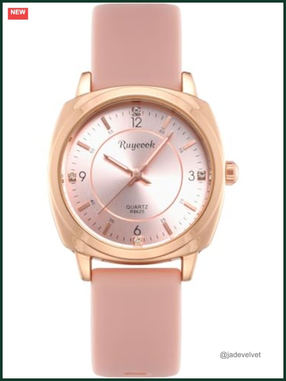 Rose Gold Tone Quartz Wrist Watch with Silicone Band and Analog Display